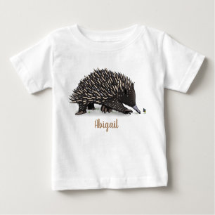Cute echidna with bee cartoon illustration baby T-Shirt