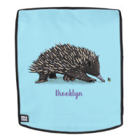 Cute echidna with bee cartoon illustration