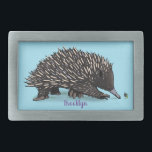 Cute echidna with bee cartoon illustration belt buckle<br><div class="desc">This fun design features our cute echidna making friends with a bee. Good Australian humour in cartoon style.</div>