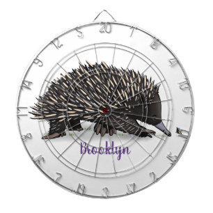 Cute echidna with bee cartoon illustration dartboard