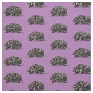 Cute echidna with bee cartoon illustration fabric