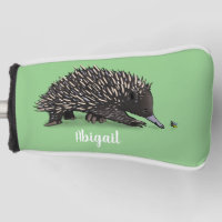 Cute echidna with bee cartoon illustration
