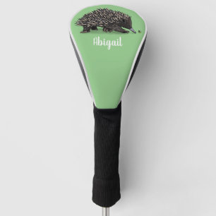 Cute echidna with bee cartoon illustration golf head cover