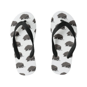 Cute echidna with bee cartoon illustration kid's thongs