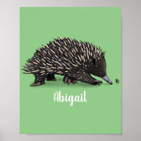Cute echidna with bee cartoon illustration