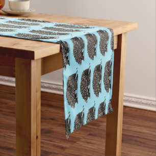 Cute echidna with bee cartoon illustration short table runner