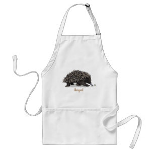 Cute echidna with bee cartoon illustration standard apron