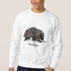 Cute echidna with bee cartoon illustration sweatshirt