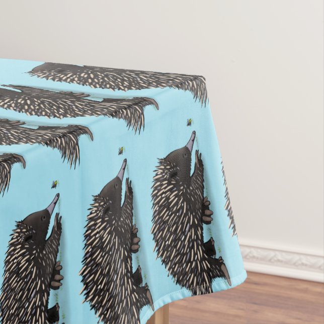 Cute echidna with bee cartoon illustration tablecloth (In Situ)
