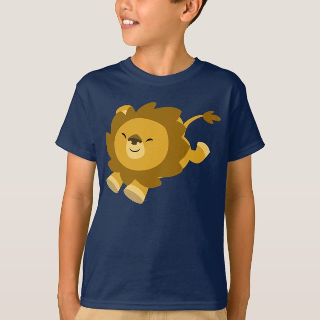 Cute Ecstatic Cartoon Lion Children T-Shirt (Front)