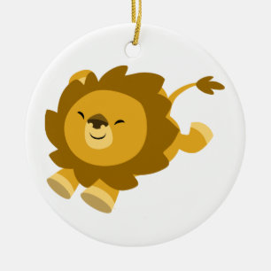 Cute Ecstatic Cartoon Lion Ornament