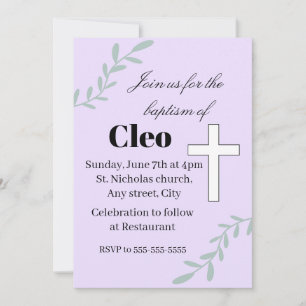 Cute editable baptism invitation