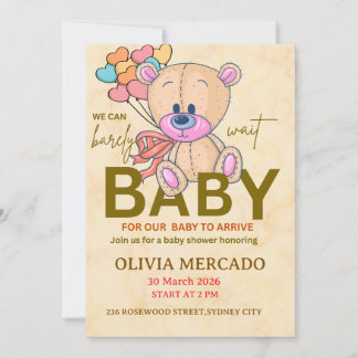Cute Editable Neutral Baby Shower Invitation