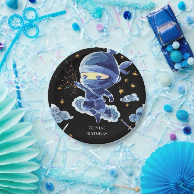 Cute Editable Ninja Birthday Paper Plate (Party)