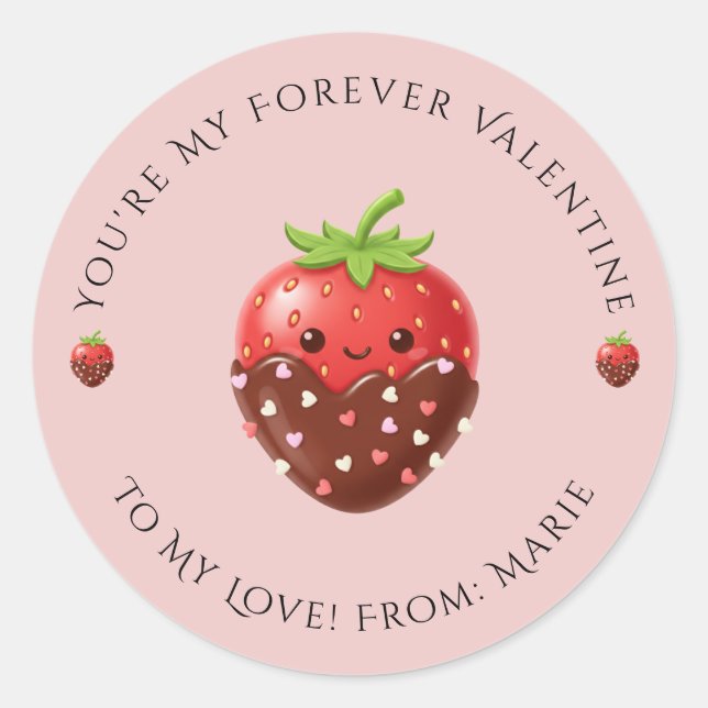 Cute Editable Strawberry Valentine Sticker  (Front)