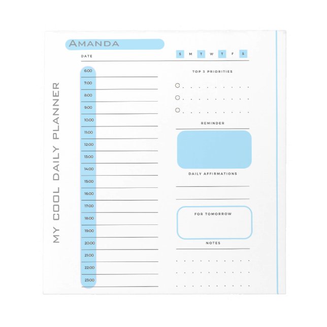 Cute Editable Tear Away Daily Planner  Notepad (Front)