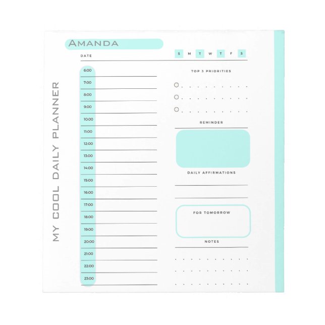 Cute Editable Tear Away Daily Planner  Notepad (Front)