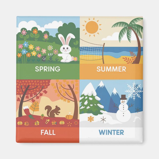 Cute & Educational 4 Seasons Design Magnet (Front)