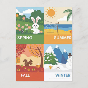 Cute & Educational 4 Seasons Design Postcard