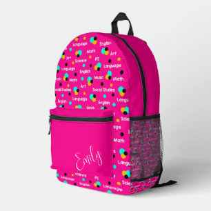 Cute educational subjects and geometrical shapes printed backpack