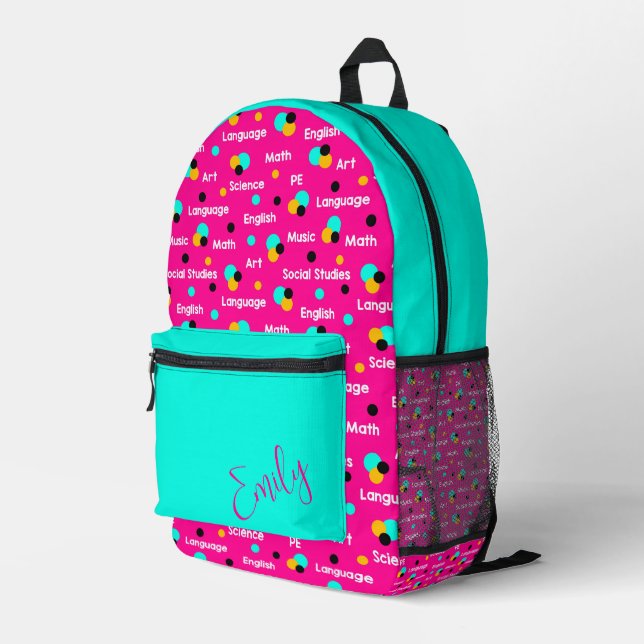 Cute educational subjects and geometrical shapes  printed backpack (Back Corner Right)