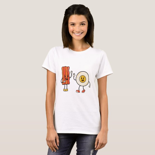 Cute Egg And Bacon T-Shirt (Front Full)