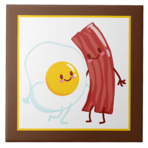 cute egg bacon decor ceramic tile