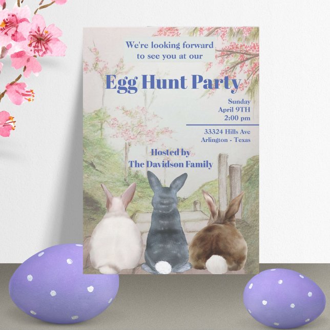 Cute Egg Hunt Bunnies Easter Holiday Card (Creator Uploaded)