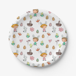 Cute Egg Hunt Easter Party Paper Plate