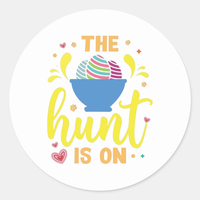 cute egg hunt Holiday Classic Round Sticker (Front)