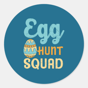 Cute egg hunt squad word art kids classic round sticker