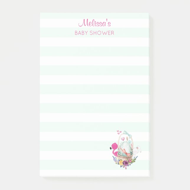 Cute Egg in a Basket with Flamingo and Bunny Post-it Notes (Front)