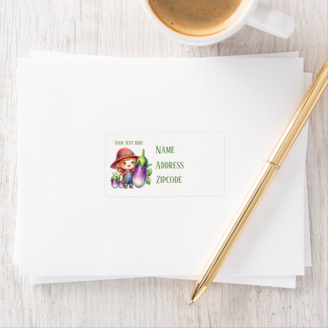 Cute egg plant vendors customisable  label (Insitu)