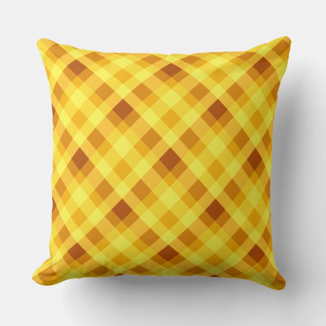 Cute Egg Yolk Yellow Plaid Big Throw Pillow (Front)