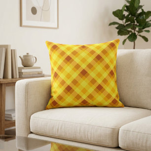 Cute Egg Yolk Yellow Plaid Big Throw Pillow