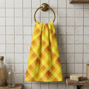Cute Egg Yolk Yellow Plaid Hand Towel