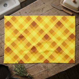 Cute Egg Yolk Yellow Plaid Kitchen Towel