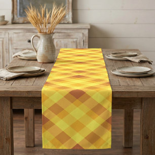 Cute Egg Yolk Yellow Plaid Medium Table Runner