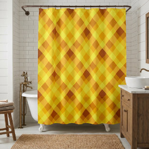 Cute Egg Yolk Yellow Plaid Shower Curtain