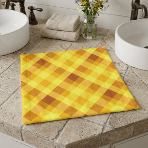 Cute Egg Yolk Yellow Plaid Washcloth Wash Cloth