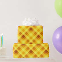 Cute Egg Yolk Yellow Plaid Wrapping Paper