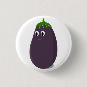Cute Eggplant Print 3 Cm Round Badge