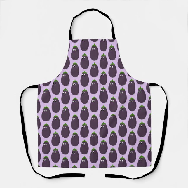 Cute Eggplant Print Apron (Front)