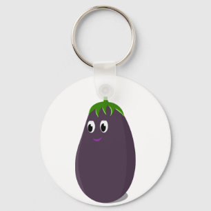 Cute Eggplant Print Key Ring