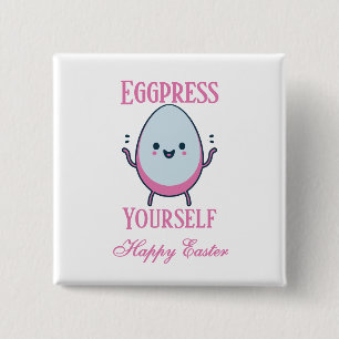 Cute "Eggpress Yourself" Easter Pun 15 Cm Square Badge
