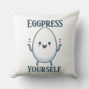  Cute "Eggpress Yourself" Funny Pun Cushion