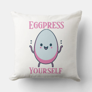 Cute "Eggpress Yourself" Funny Pun Cushion