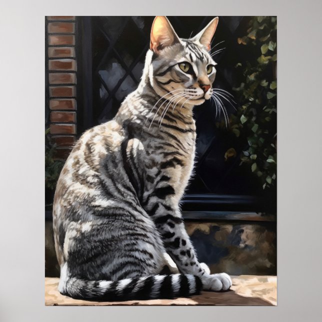 Cute Egyptian Mau Cat Art Print Poster (Front)