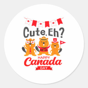 Cute Eh Happy Canada Day Flag Groundhogs For Boys Classic Round Sticker