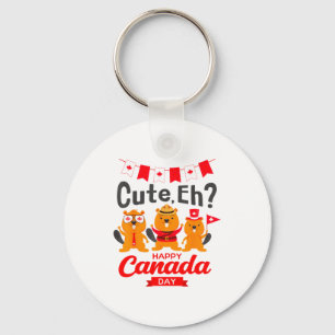 Cute Eh Happy Canada Day Flag Groundhogs For Boys Key Ring